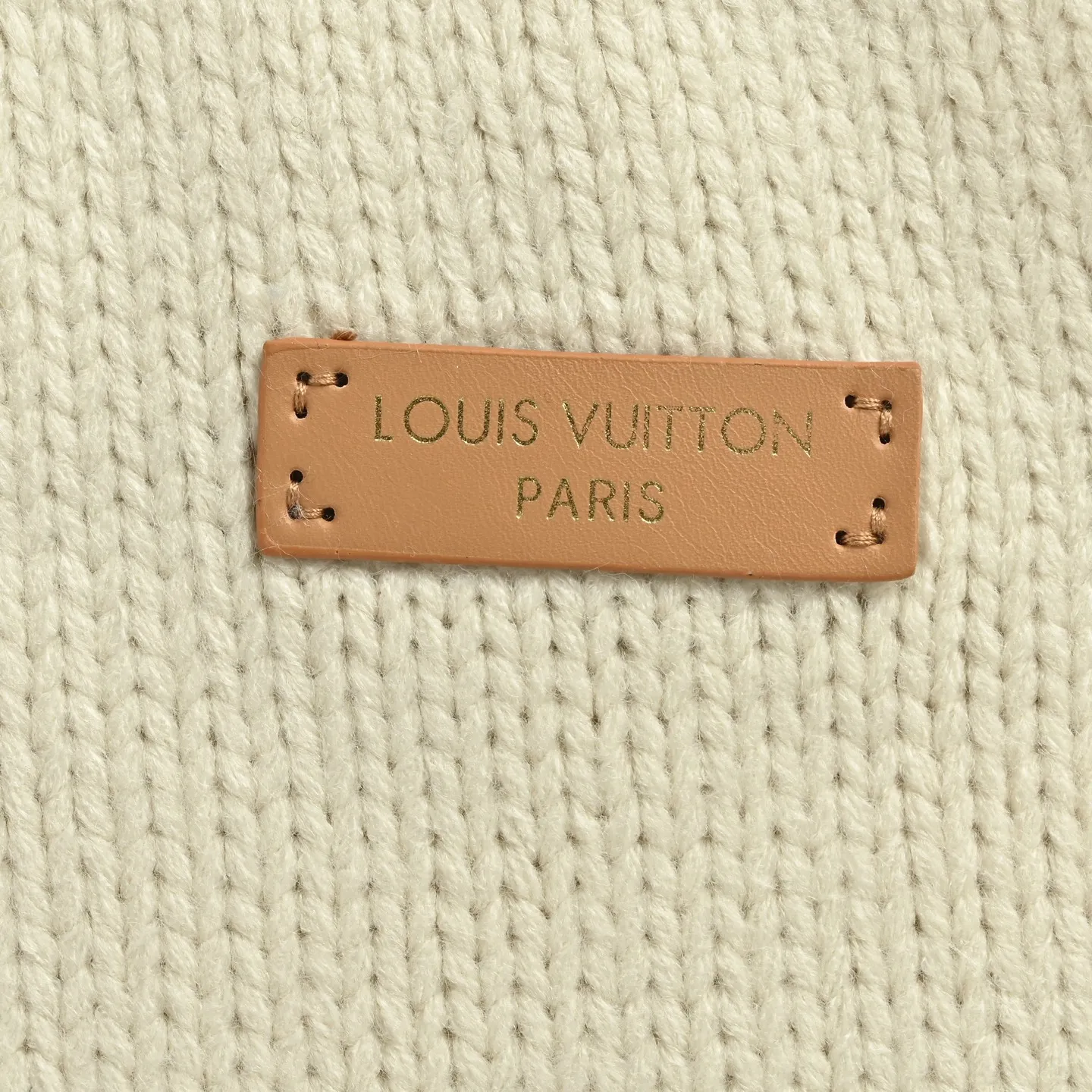 Louis Vuitton/Louis Vuitton leather checkerboard intarsia stand-up collar sweater jacket